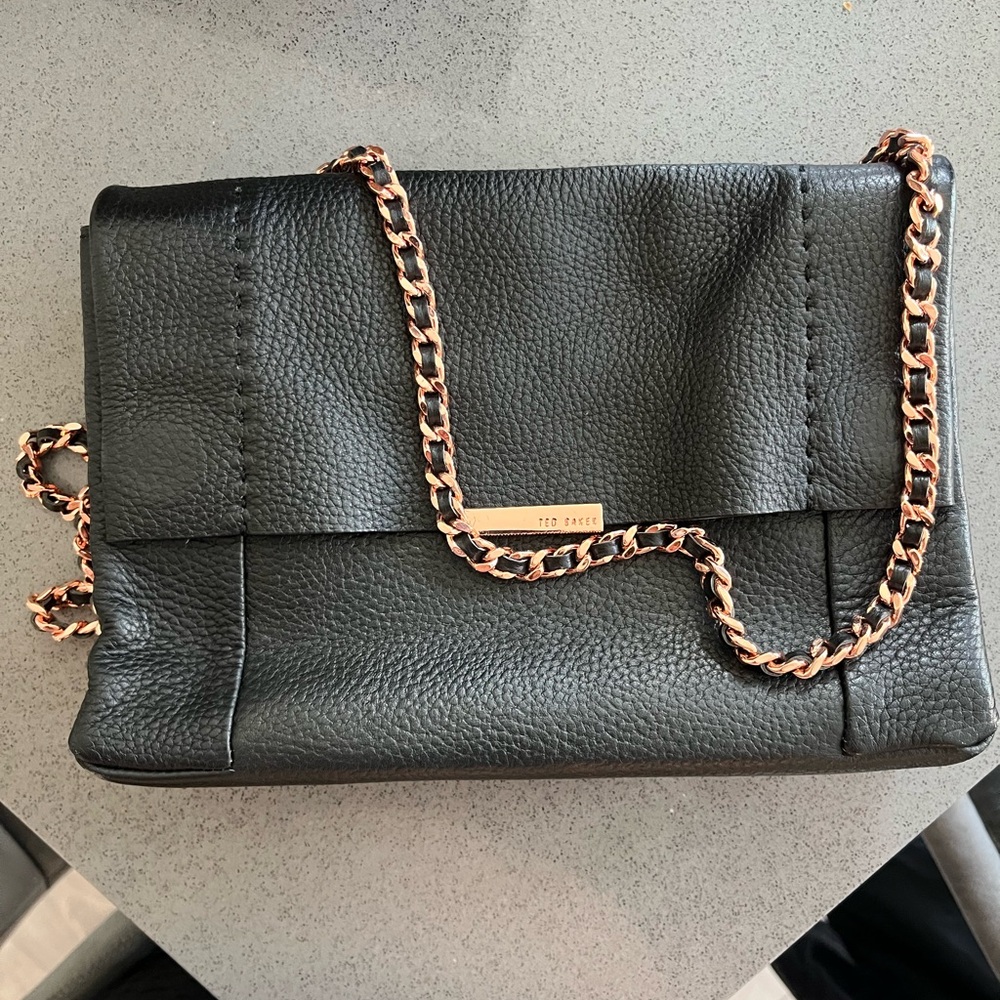 Ted Baker Black Crossbody Bag with Rose Gold Accents